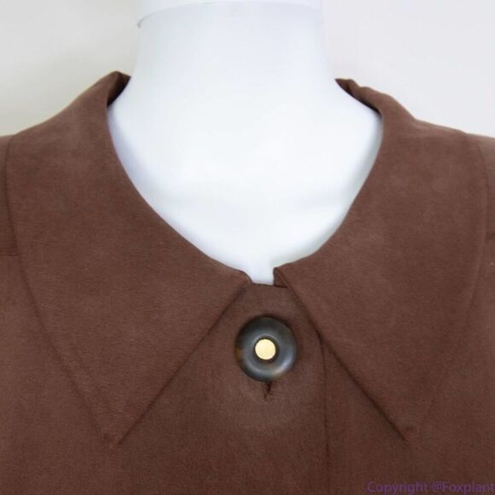 Vintage Spenser Jeremy 100% silk button down short‎ sleeves brown midi dress, 16 - Picture 9 of 16